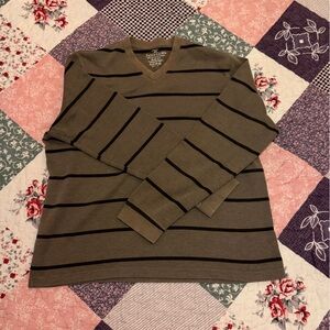 Faded Glory Striped Long-Sleeve Cropped Sweater